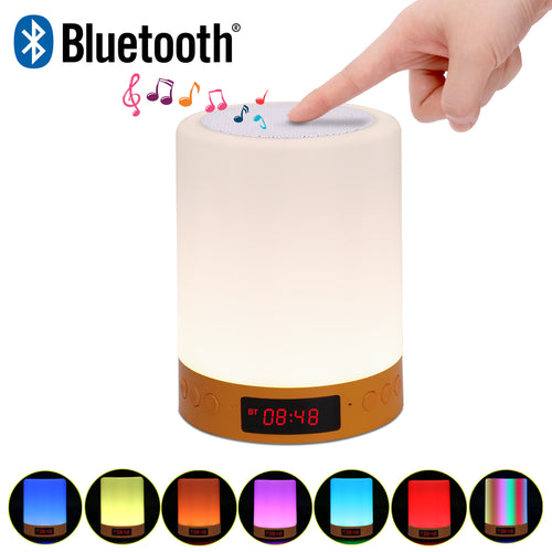 Richsing Wireless Bluetooth Speakers,Touch Sensor Bedside Lamp With Dimmable Warm White Light,Alarm Clock Color changing Light Table Desk Lamp